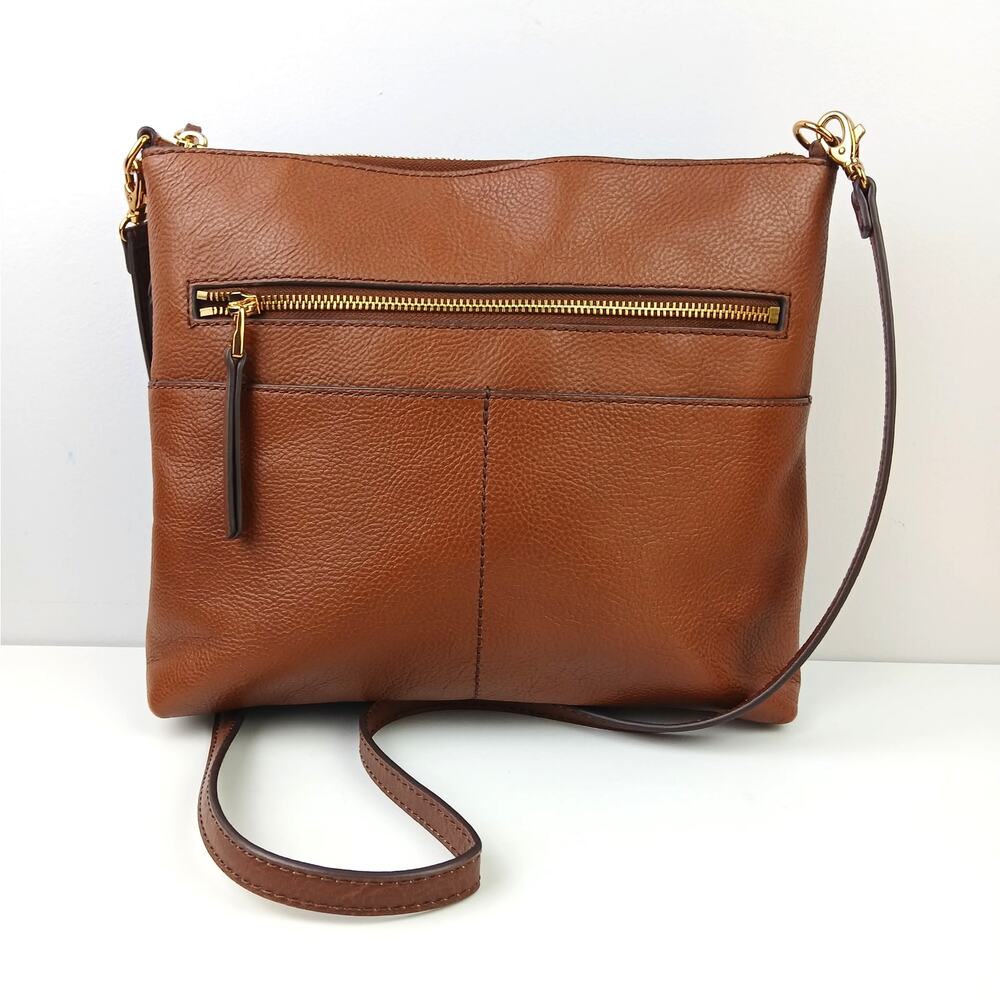 Fossil Fiona Large Crossbody Bag-Brown Pebbled Leather EUC $180 - Picture 2 of 5
